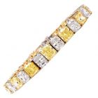  GIA Natural Fancy Yellow & White Diamond Tennis Bracelet-Dover Jewelry