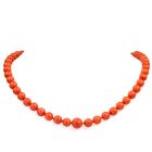 Natural GIA Red Coral Bead 19 Inch Strand Gold Necklace