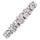 Estate 12.27 carats Emerald cut & Round Diamond Platinum Bracelet 