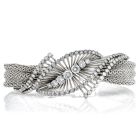 Vintage Diamond 18K White Gold Bypass Mesh Retro Bracelet-Dover Jewelry