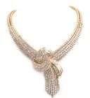 Estate 122.58ctw Diamond Scarf Knot 18K Statement Necklace-Dover Jewelry
