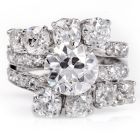 Vintage GIA Old Euro Diamond 6.40cts Platinum Eternity Cocktail Ring