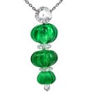 Colombian Emerald Diamond Carvin French Carved Platinum Necklace-Dover Jewelry