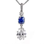 Vintage  Tiffany & Co. Kashmir Sapphire  Diamond Platinum Dangle Pendant 