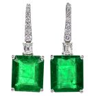 Magnificent 27.75 Carat Emerald Diamond 18k Gold Drop Earrings