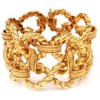 Vintage 1970s Italian 18K Gold Infinity Link Textured Woven Statement Bracelet