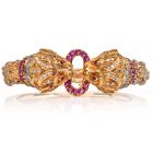 Lalaounis Vintage Greek Revival Ruby Lion Head Gold Bangle Bracelet|Dover Jewelry|
