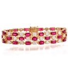 Estate AGL Minor Heat Burma Ruby 36.00cts Diamond 18K Gold  Bracelet l Dover Jewelry