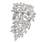 Estate 20.30 Carat Diamond Cluster Platinum Brooch Pin
