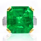 AGL 19.60cts Colombian Emerald Diamond 18K Gold Cocktail Ring|DoverJewelry|