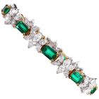 Vintage Colombian Emerald Diamond Platinum Gold Bracelet
