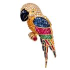 Estate Pave Diamond 16.10cts Multigem 18K Gold Parrot Brooch pin |Dover Jewelry|