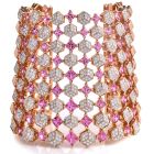 Estate Designer Paolo Costagli Sapphire Diamond 18K Pink Gold Wide Cuff Bracelet |Dover Jewelry|
