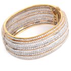 Estate Collectible 31.00ctw Diamond 18K Gold Wide Statement Bangle Bracelet|Dover Jewelry|