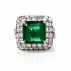 Exceptional 13.67ct Emerald Diamond Platinum Cocktail Ring