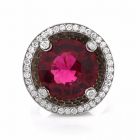 Estate 16.19ct Pink Tourmaline & Diamond Platinum Cocktail Ring