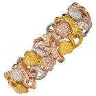 Natural Fancy pink Yellow White GIA Diamond 18K Gold Heart Bracelet