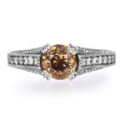 Estate Fancy Brown Yellow Diamond White Gold Engagement Rin