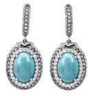Carlo Viani Turquoise Sapphire Huggie Dangle Earrings 