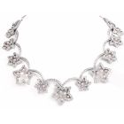 Vintage 22.87ct Diamond French Pearl Flower Petal 18k Gold Necklace Choker