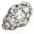 Antique Deco 1.10cts Old European Cut Diamond Platinum Engagement Ring