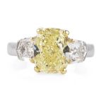 Estate 4.66ct GIA Certified Fancy Light Yellow Three Stone Engagement Ring 