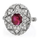 Vintage Buccellati Italy Ruby Diamond Platinum Starburst Engagement Ring