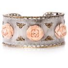 Mario Buccellati Coral Rose Silver 18K Wide Cuff Bracelet
