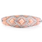 Estate Diamond Pink Coral 18K Gold Inlay Bangle Bracelet. 
