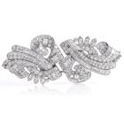 Vintage 12.82cttw Diamond Platinum Double Clip Brooch Pin