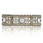 Buccellati Rose Cut Diamond 18K Silver Flower Flex Bracelet-Dover Jewelry