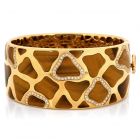 Roberto Coin Diamond Tiger's Eye 18K Yellow Gold Animallier Giraffe Wide Bangle Bracelet