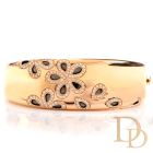 Roberto Coin Fantasia Diamond Daisy 18K Wide Cuff Bangle Bracelet