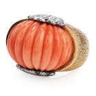 Vintage Retro Diamond Carved Coral 18K Gold Shell Cocktail Ring 