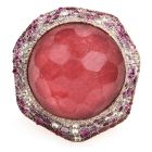 VASARI Designer Diamond Ruby Tourmaline 18K Gold Cocktail Ring
