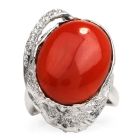GIA 14.25ct Natural Coral Diamond Platinum Bypass Cocktail Ring 