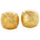 David Webb Enamel 18K Yellow Gold Dome Clip On Earrings 