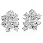 9.00cts Marquise Round Pear Cluster Diamond Gold Clip Back Earrings