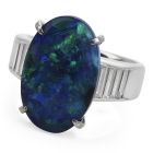 Excellent 7.53ct GIA Black Opal Diamond Platinum Oval Cocktail Ring