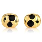 Vintage Retro Onyx 18K Yellow Gold Black Dot Tuxedo Cufflinks