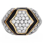 Estate Diamond Onyx 18K Gold Dome Statement Ring- Dover Jewelry
