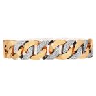 Estate Wide Diamond Curb Link 18K Yellow Gold Bracelet
