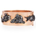 1940's Wide Gold Bangle WIth Chinese Gold Figurine Charms Bracelet|dover jewelry|