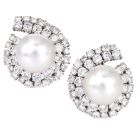 Platinum 7.00 carats Diamond Pearl Statement Clip Earrings|Dover Jewelry|