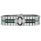 Antique Art Deco Diamond Emerald Onyx Platinum Mesh Bracelet|dover Jewelry|