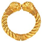 Vintage  Lion’s Head 22K Yellow Gold Cuff Bangle Bracelet