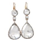 Vintage Rose Cut 7.80 Carats Diamond Gold Dangle Drop Earrings 