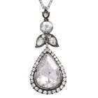Vintage 6.10cts Teardrop Rose Cut Diamond Gold Silver Pendant Necklace 