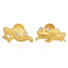 Estate 18K Gold Diamond Frog Cufflinks