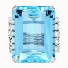 GIA Certified 25.50 carat Aquamarine Diamond 14K Gold Cocktail Ring |Dover Jewelry|
